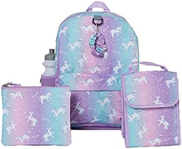 CLUB LIBBY LU Backpack Set for Girls, 16 inch, 6 Pieces - Includes Foldable Lunch Bag, Water Bottle, Scrunchie, & Pencil Case, Unicorn, 16 inch, Traveling