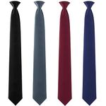 Bencailor 4 Pcs 24 Inch Men's Clip-on Ties Solid Color Men's Tie Pretied Clip on Ties for Men Men's Clip on Necktie Men's Button Ties(Black, Charcoal Grey, Navy Blue, Wine Red)