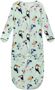 BambooBud Baby Nightgowns Sleeper Gown Newborn Long Sleeve Pajama Gowns Unisex Viscose from Bamboo Sleepwear, Green/Parrot, Preemie