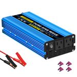 SUNWHEEL 1100 Watt Pure Sine Wave Power Inverter DC 12V to AC 110V 120V Peak Power 2200W Car Inverter with 2 AC Outlets LCD Display for Power Tools Home Vehicles RV Truck