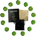 Tirmanaz Runes, 13 Pcs Runes Set, Glass Runes for Beginners, Divination, Pagan, Green Rune Stones Set with Runes Book, Velvet Drawstring Bag