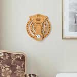 GKD Calendar 2025 Wall Hanging Perpetual Calendar with Clock Wooden Circular Round Shape Calendar for Infinite Lifetime Best for Wall Decor and New Year Gifts (Clock Bamboo)