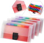 4 Pack Mini Document File A6 Rainbow Expanding File Folder 13 Pocket File Organizer 12 Labels Index Mini PP Wallet Organizer for Receipts Checks Cards Tax Item by Meiso