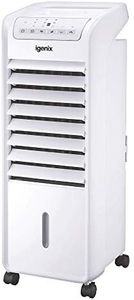 Igenix IG9703 Portable Air Cooler with Remote Control and LED Display, 3 Fan Speeds with Oscillation Function, 7 Hour Timer and 6 Litre Water Tank for Home or Office Use, White