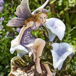 Garden Mile® Novelty Magical Fairy Water Fountain - Solar Powered Liliana Fairy Colour Mythical Water Feature - Garden Ornaments Outdoor Statue Decorative Centrepiece for Pond, Patio and Lawn Decor