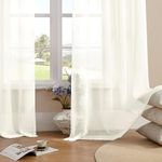 MYSTIC-HOME White Sheer Curtains 95 Inch Length, Elegant Sheer Curtains for Bedroom, Rod Pocket Window Voile Sheer Curtain Panels/Drapes/Treatment for Living Room/Bedroom, 2Pcs, Each 52" W x 95" L