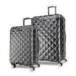 Kenneth Cole REACTION Diamond Tower Luggage Collection Lightweight Hardside Expandable 8-Wheel Spinner Travel Suitcase, Black, 2-Piece Set (20" & 28"), Diamond Tower Luggage