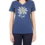 Life is Good Women's Crusher T, Short Sleeve Cotton Graphic Tee Shirt, Superpower Daisy, Darkest Blue, Medium