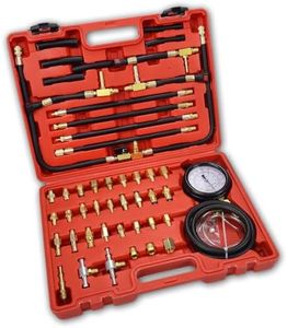 DKwoeshg Master Fuel Pressure Injection Tester Kit – for PFI & TBI Systems, GM/Ford/Honda/Toyota/Bosch, Includes Multiple Adapters & Gauges/Covers Most Domestic & Import