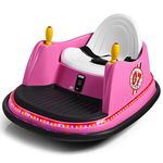 GYMAX 360 Spin Kids Bumper Car, Electric Ride on Toy with Remote Control, Lights, Music and Safety Belt, Children Battery-Powered Vehicle for Indoor Outdoor (Pink)