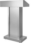 Stainless Steel Podium Stand,Pulpitos para Iglesias, Double-Layer Storage, Easy to Install Podium, Suitable for Churches, Classrooms, Conference Rooms, Etc (Stainless Steel)