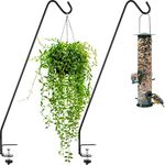 Gray Bunny Deck Hook 2 Pack, 30 Inch Bird Feeder Pole, with Non-Slip Clamp Deck Bird Feeder Hanger for Railing for Bird Feeders, Planters, Suet Baskets, Lanterns, Wind Chimes and More