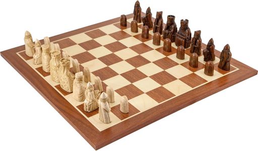 Isle of Lewis Large Chess Set – Mahogany Wood Board