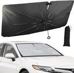 Car Windshield Sun Shade Umbrella,Pull Ring Car Sun Shade Front Window Cover,Upgrade Foldable Sunshade Umbrella with Opening Design for UV Ray Block for Most Vehicles 59 x 32Inch Large Size