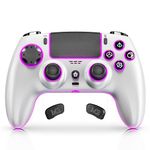 Hizynth Wireless Controller for PS4, LED Multifunction Gamepad Compatible with PS4/Pro/Slim/PC/IOS/Android/Switch with RGB Light/Turbo/6-Axis Sensor/Dual Motor/Programmabele/1000mAh Battery