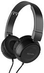 Roxel RX110 Lightweight Wired Foldable Headphones with Mic & Volume Control, On-Ear Headphones, Ergonomic Design, Answer Incoming Calls, Compatible with Android and IOS Devices (Black)