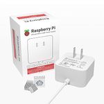 Genuine Raspberry Pi Power Supply Adapter with 3PCS IoTCrazy Heatsink, for All of Raspberry Pi Micro USB Boards, Support 3 B+/Pi 3 /Pi Zero W/Pi Zero/Pi 1 /Pi 2 /Pico, 5.1V 2.5A, US Plug, White