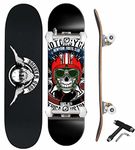 Jaspo Road Warrior 31 x 8 Inches Canadian Maple 7-Layer Skateboard Complete Fully Assembled Kids/Boys/Girls/Youth/Adults – Color-Black Made in India (Road Warrior)