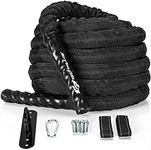 Goplus Battle Rope with Protective Sleeve, 1.5 Inch Diameter 30' 40' 50' Lengths Exercise Rope with Anchor Strap Kit, Polyester Fitness Workout Rope for Strength Training Home Gym (40 ft x 1.5")