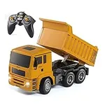 Top Race Remote Control Dump Truck Toy RC Dump Truck Gift Toys for 8,9,10,11 Years Old and Older 6 Channel Construction Toys Remote Control Dump Trucks for Boys TR-122