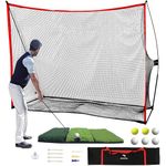 WhiteFang Golf Net Bundle Golf Practice Net 10x7 feet with Golf Chipping Nets Golf Hitting Mat &Golf Balls Packed in Carry Bag for Backyard Driving Indoor Outdoor (Golf Net 3-in-1)