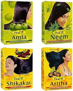 Hesh Herbal Amla Powder 100G, Brahmi Powder 100G, Shikakai Powder 100G, Aritha Powder 100G - 1 Complete Hair Care Combo Pack