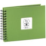 Hama Fine Art photo album, 50 black pages (25 sheets), spiral bound album 24 x 17 cm, with cut-out window, apple green