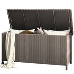 Grand patio Deck Box Outdoor 480L Large Storage Box with Lid Graden Furniture Storage Box Cushion Box with Smooth Wheels Easy to Move Storage Containers for Tools Pool Accessory Pillows -Light Brown