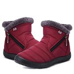 Maxome Winter Boots Women Snow Boots Waterproof Fur Lined Ankle Boots Ladies Warm Walking Boots Side Zipper Lightweight Outdoor Anti-Slip Girls Booties Red