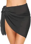 Ekouaer Women's Short Sarongs Chiffon Cover Ups Sheer Bikini Wraps for Swimwear Dark Gray