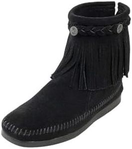 Minnetonka Women's High Top Back Zip Boots 9.5 M Black