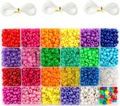 INSCRAFT Pony Beads Set, 3300 Pcs 9mm in 23 Colors with Letter & Star Designs, Elastic String for Bracelet Jewelry Making
