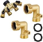 Twinkle Star Hose Splitter 4 Way | 90 Degree Garden Hose Elbow with Shut Off Valve, 2 Pack