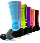 mitvr Basketball Socks, Cushioned Athletic Sports Socks, 5 Pack Compression Crew Socks for Boy Girl Men Women, A3-large(w:10-13,m:8-12), Large