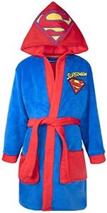 Robe officielle DC Superman pour enfants | Robe de superhéros à capuche extra douce pour enfants | Robe de chambre à manches longues avec caractéristiques 3D | Marchandise officielle -