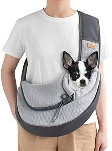 CUBY Pet Sling Carrier - Breathable Mesh Travel for Small Dogs Cats Hands-Free Sling Bag - Adjustable Shoulder Puppy Bag Safe Sling