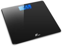 HomeFashion Digital Bathroom Scale Weighing Scales For Body Weight 28x28cm 180KG Platform Backlit Display Weight Management Black