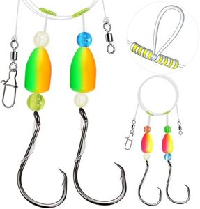Dovesun Pompano Rigs for Surf Fishing Pompano Rig with Two Pompano Floats Surf Fishing Rigs Saltwater Shape A-Bullet-2/0 Circle Hook*4PCS