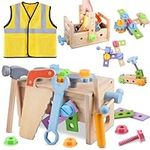 Aliex Kids Tool Set, Wooden Toys Gifts for 3 4 5 Year Old Boys Girls, 29+1 PCS Montessori Tools Kit for Toddlers Kids