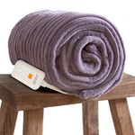 Gotcozy Electric Blanket Heated Throw 50''X60''- Ribbed Faux Fur Heated Blanket with 4 Heating Level & 3 Hour Auto Off Heating Blanket, ETL&FCC Certified Machine Washable(Violet)