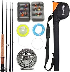 Sougayilang Saltwater Freshwater Fly Fishing Rod with Reel Combo Kit (Silver Kits with Bag)