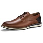 HEEZ Men's Oxford Shoes, Modern Lace Up Dress Shoes, Formal Derby Dress Shoes, Comfortable Business Office Walking Shoes with Cup Toe Removable Rebounded Insole, Anti-Slip TPR Outsole, Brown, 8