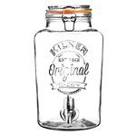 Kilner 8 Litre Clip Top Round Glass Drinks Dispenser in Gift Box, 24.5 x 21 x 37 cm, 0025.874, transparent