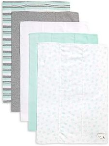 Burt's Bees Baby - Burp Cloths, 5-Pack Extra Absorbent 100% Organic Cotton Burp Cloths (Seaglass Green Prints)