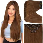 Full Shine Copper Hair Extensions Clip in Human Hair Copper Brown Thick Clip in Hair Extensions Real Human Hair Triple Weft Remy Human Hair Clip in Extensions Extra Volume 20 Inch 7 pcs