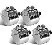 YANGWEN 4 Hand Tally Counters, 4 Digit Mechanical Palm Clicker Counter Stainless Steel Hand Held Mechanical Clicker with Finger Ring Sliver