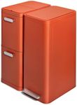 Caraway Slim Trash and Recycling Duo - Stainless Steel 13 Gallon Step Trash Can and 2-Drawer Recycling Bin - Clay