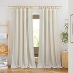 NICETOWN Natural Linen Curtains 84 inch Long for Living Room, Rod Pocket Semi Sheer Curtains Thick Flax Linen Window Drapes Privacy Assured Light Filtering for Bedroom/Kitchen, 55 W × 84 L, 2 Pieces