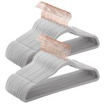 SONGMICS Velvet Hangers, Non-Slip Hanger, Rose Gold Color Swivel Hook, 50-Pack, Dove Gray UCRF026G50