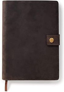 Case Elegance Full Grain Premium Leather Refillable Journal Cover with A5 Lined Notebook, Pen Loop, Card Slots, Brass Snap by Brown